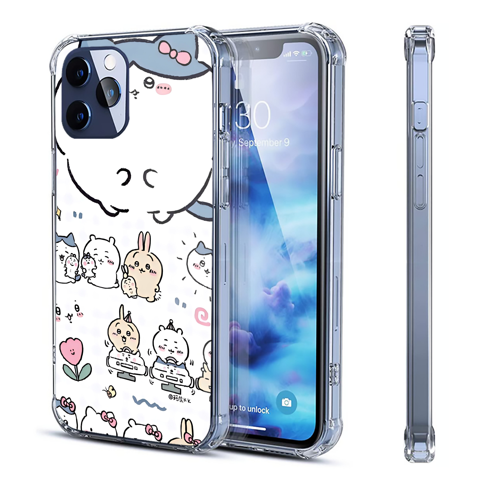 （画像用） ちいかわ Chii-kawa 【iPhone 12シリーズ対応】透明スマホケース（クリアソフトケース）